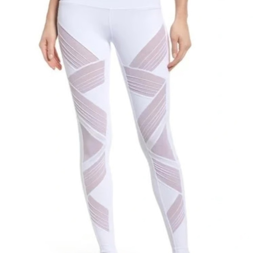 ALO Yoga White geometric Mesh leggings